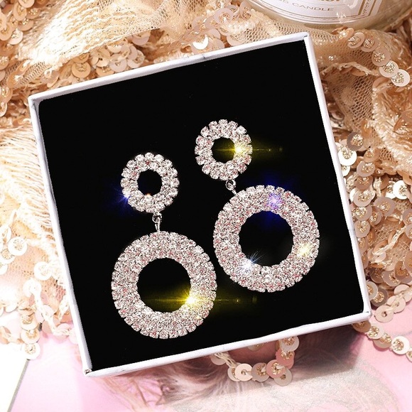 Any 2/$20! Gold & Crystal Circle Stud Earrings - Picture 4 of 8